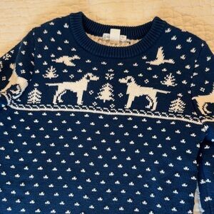 Crewcuts Navy and White Dog Jacquard Crewneck Sweater